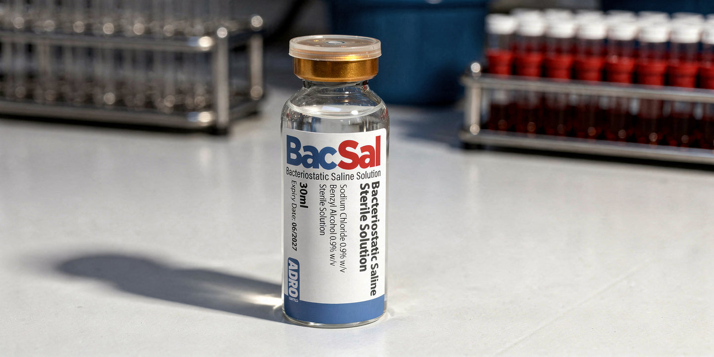 bacsal bacteriostatic saline solution 0.9% UK vial medical setting