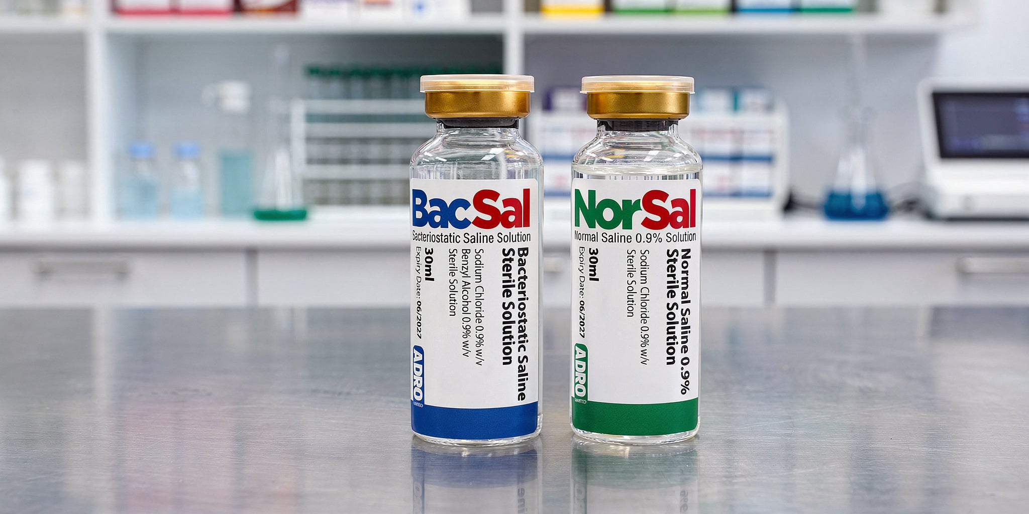 bacsal bacteriostatic saline and norsal sterile saline solution vials UK