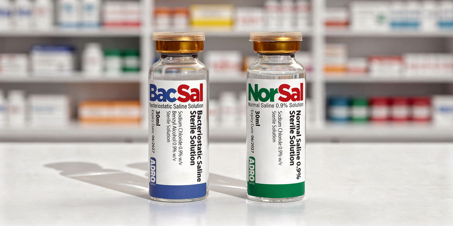 bacteriostatic and sterile saline solution vials UK bacsal and norsal