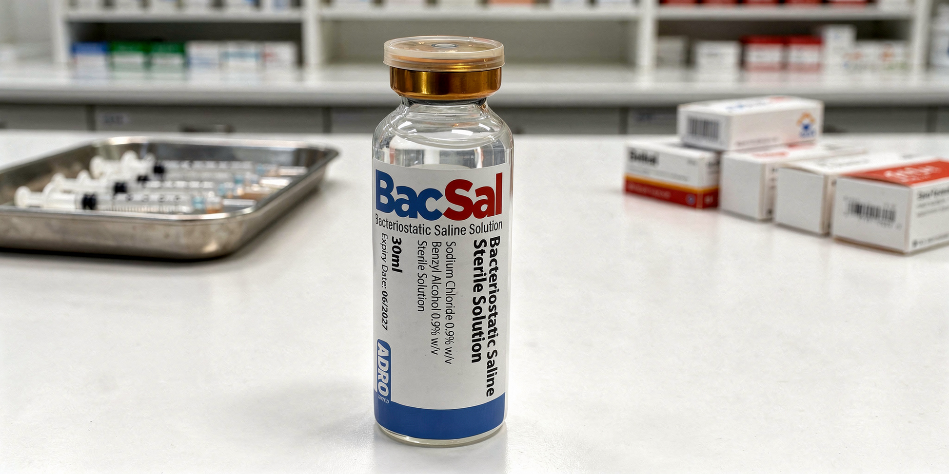 bacteriostatic saline solution 0.9% UK bacsal vial with benzyl alcohol